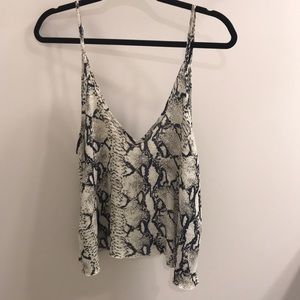 Snake print V neck tank top